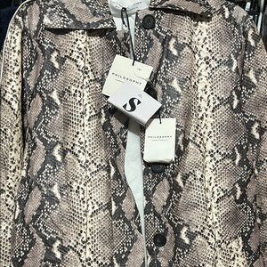 Philosophy Black and Cream Snake Print Light Weight Trench Coat